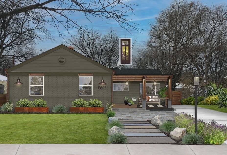Olive Green House with Brown Trim Ideas