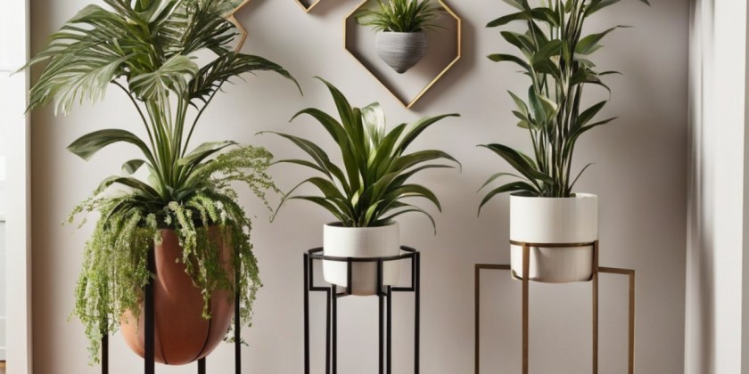 Statement pieces: Choose a large, eye-catching plant stand as a statement piece in your living room or entryway. Opt for unique designs, such as a geometric metal stand or a sculptural wooden stand, that become a focal point in the room.