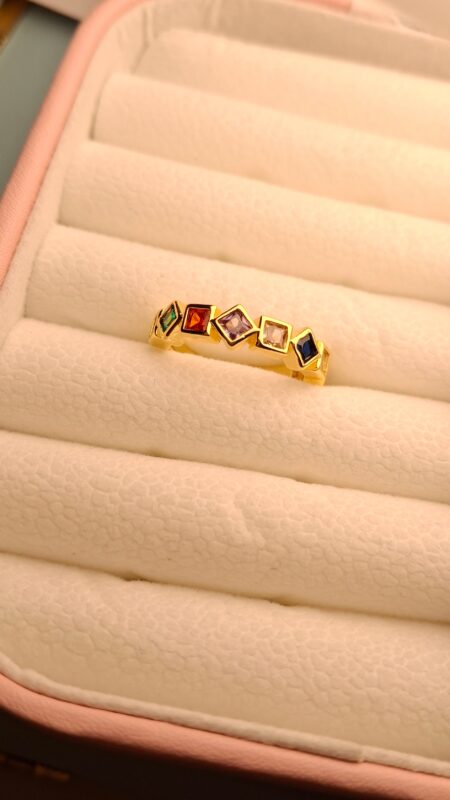 Multi-Color Gemstone Stacking Anti Tarnish Ring by Craft & Tell – waterproof, skin-safe daily wear jewellery for women